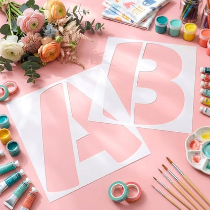 SATINIOR 12 Inch Large Letter Stencils and Numbers, 36 Pcs Reusable Alphabet Stencils Plastic Numbers Templates Craft for Wood Wall Fabric Signage Chalkboard Painting DIY Projects (Cute) - size: 12 Inch, style: Cute