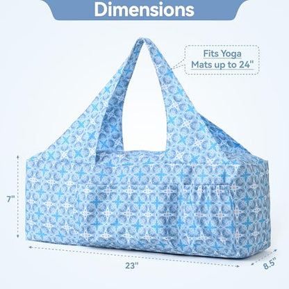 BOULDER BEE Yoga Mat Bag with Wet Pocket, Large Yoga Mat Carrier Fits All Your Stuff, Personalized Yoga Gifts, Gym Tote Bag for Women - color: Blue