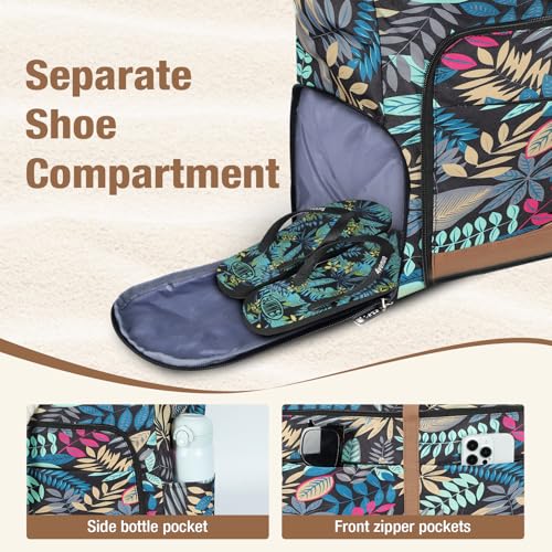 Beach Bag for Women - 35L Large Tote Bag, Waterproof & Sandproof, Zippered Carry On Bag for Pool, Beach & Travel - color: Blue Jungle