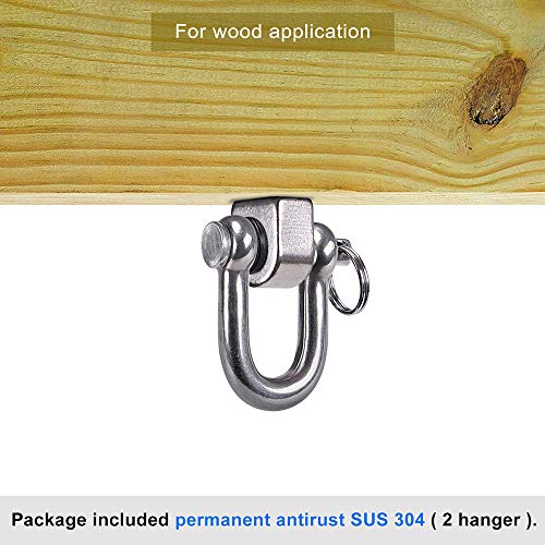 SELEWARE 2 Pack Swing Hangers Swing Set Hooks Stainless Steel Hammock Hooks - color: Stainless 2 Pack Swing Hooks