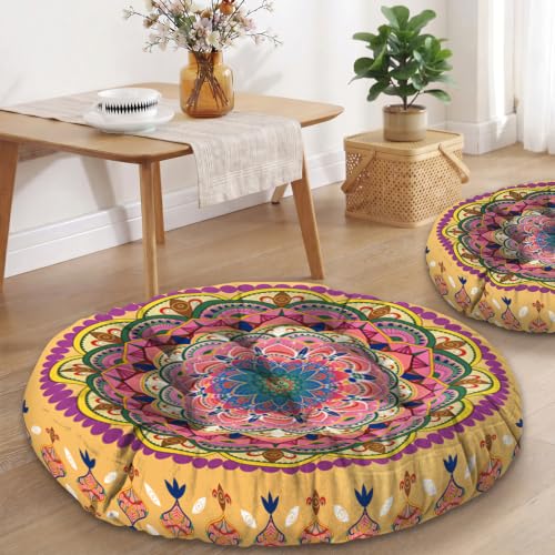 Boho Meditation Cushion, Mandala Meditation Mat, Bohemia Meditation Pillows for Sitting on Floor, Round Pillows Cushion Seating for Yoga Accessories 22'' X 22'' - color: 01.mandala Meditation Cushion-01, size: 22'' X 22''(round)