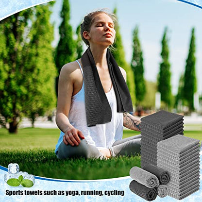 BBTO 100 Pack Cooling Towel Bulk - color: Black Gray, size: 32 x 12 Inch
