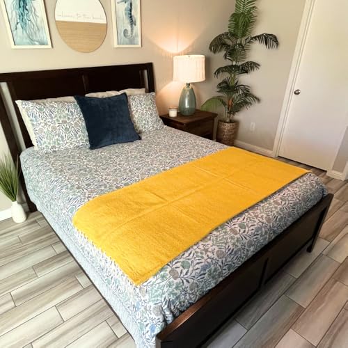 Open Road Goods Solid Color Mexican Yoga Blanket – Large Handwoven Throw for Yoga, Beach, Camping or Home – Soft and Durable Cotton Blend - color: Yellow Blanket