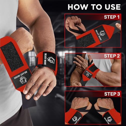 TECEUM Elastic Cotton Weightlifting Wrist Wraps with Thumb Loops, 1 Pair - color: Red, style: 18" – Queen of Lifts