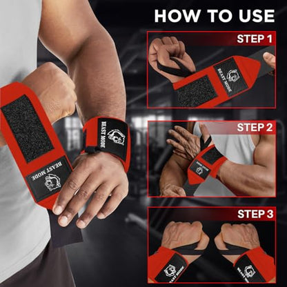 TECEUM Elastic Cotton Weightlifting Wrist Wraps with Thumb Loops, 1 Pair - color: Red, style: 18" – Queen of Lifts