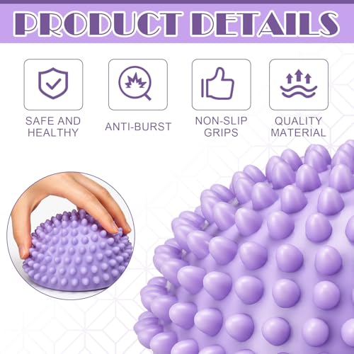 Threlaco 2 Pcs Half Round Massage Ball for Feet Spiky Massage Ball for Kids Adults Sports, Stability Training, Muscle Balancing Therapy, Yoga Gymnastics Exercise (Light Purple) - color: Light Purple