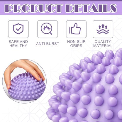 Threlaco 2 Pcs Half Round Massage Ball for Feet Spiky Massage Ball for Kids Adults Sports, Stability Training, Muscle Balancing Therapy, Yoga Gymnastics Exercise (Light Purple) - color: Light Purple
