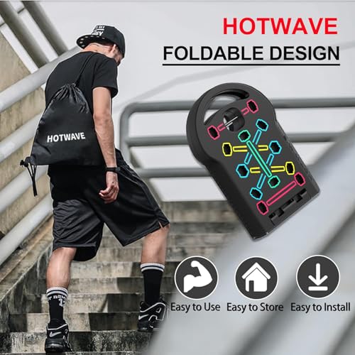 HOTWAVE Push Up Board, Portable PushUp Board, Foldable 20 in 1 Push Up Bar - color: Black