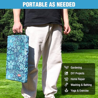 WORKPRO 17" Kneeling Pad with Removable Cover, Blue Floral Printing - color: Blue