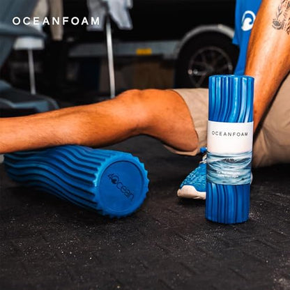 Oceanfoam x 4ocean Roller (Royal Blue) – Limited Edition Muscle Roller for Back Pain & Yoga - High Density Foam for Physical Therapy - Textured for Deep Tissue Massage
