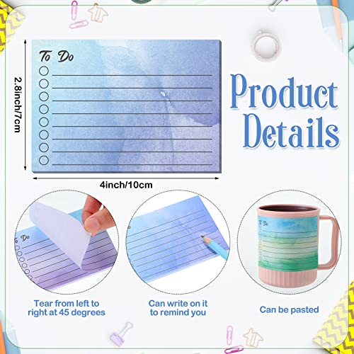 Pajean 9 Pcs/450 Sheet to Do List Sticky Note 3x4 Inch Self Stick Pads with Line Colored Planner Sticky Note Adhesive Memo for Office, Meeting, School, Study, Home Reminder (Watercolor) - style: Watercolor