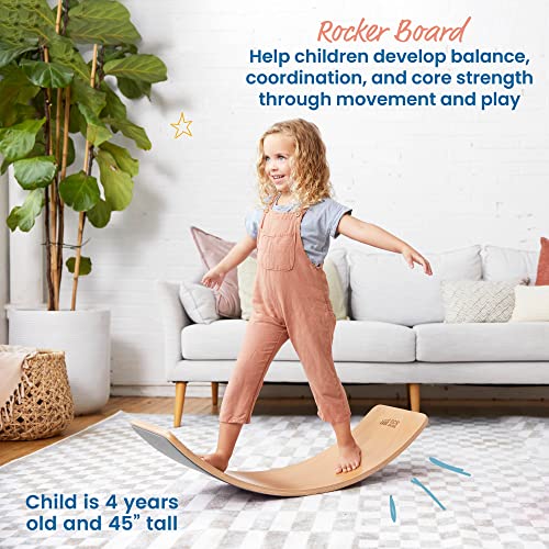 ECR4Kids Balance Board, Montessori Toy, Light Grey - color: Light Grey
