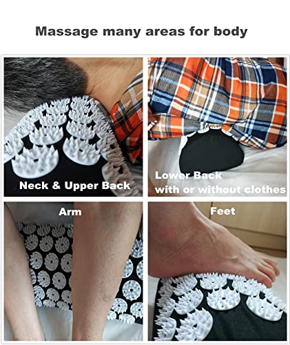 Acupressure Massage Pillow Acupuncture Massager for Neck Back Head Pain Relief,Black - color: Black