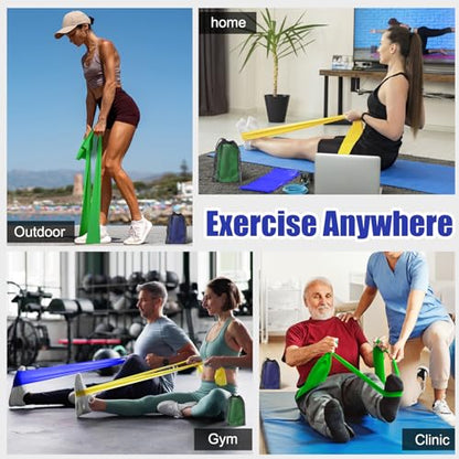 Latex Flat Resistance Bands for Physical Therapy and Rehab, Pilates, Yoga