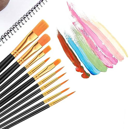 AROIC Paint Brush Set, 10 Pack 100 Pcs Acrylic Paint Brushes | Artist Paint brushes for Oil Watercolor Acrylic Face Rock Painting（Black） - size: 100pcs-black