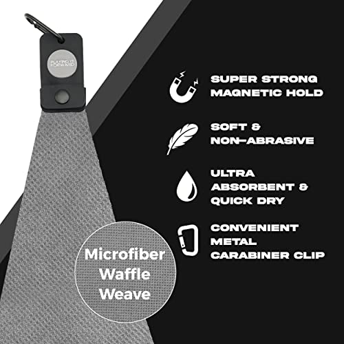 Magnetic Golf Towels for Golf Bags with Clip & Ultra Strong Magnet - Waffle Weave Microfiber Towel for Secure Hold on Bags & Carts - Ideal Club Cleaner & Accessories - Gray - color: Gray