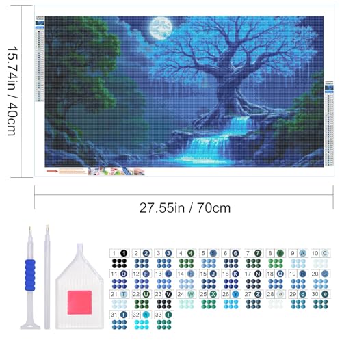 JOOZ Large Diamond Painting Kits for Adults DIY 5D Landscape Diamond Art Kits for Adults Full Drill Moon Diamond Painting Tree Gem Art Kits for Gift Home Wall Decor 27.5x15.7 Inch - color: Moon 040