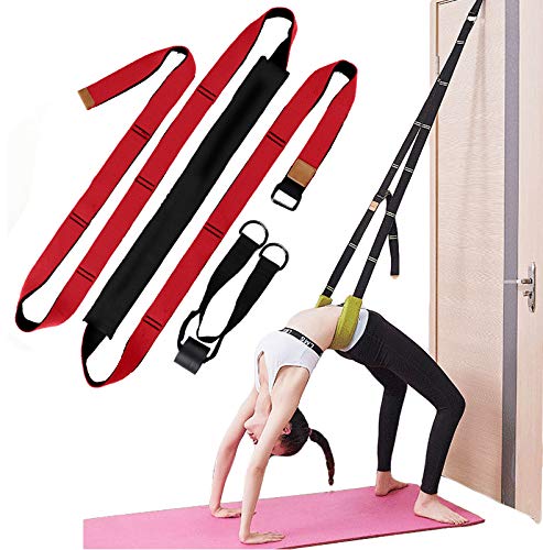 Yoga Fitness Stretching Strap, Door Flexibility Stretching Strap, Improve Leg Waist Back Flexibility Back Bend Assist Trainer, for Rehab Pilates Ballet Dance Cheerleading Splits Gymnastics - color: red