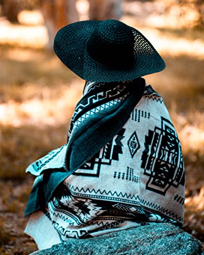 Inca Aztec Throw, Queen, King Blanket | Southwest Indian Navajo Boho Style | Native Cover for Camping, Bedding, Couch, Vanlife | Faux Alpaca, Lightweight, Hypoallergenic (Cotopaxi Slate, Throw) - color: Cotopaxi Slate, size: Throw Blanket