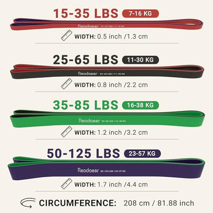 풀업 보조 밴드, 전신 트레이닝용 저항 밴드 5개(2.3-56.7kg(5-125파운드)) - size: Heavy: 15-125LBS