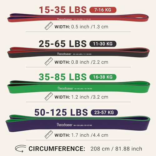 풀업 보조 밴드, 전신 트레이닝용 저항 밴드 5개(2.3-56.7kg(5-125파운드)) - size: Heavy: 15-125LBS