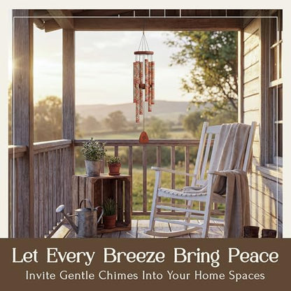 Tibetan Mandala Wind Chime for Outside – 37" Deep Tone Aluminum – Spiritual Chimes for Garden Patio Home – Good Luck Gift