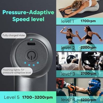 arboleaf Mini Massage Gun Deep Tissue Percussion for Back Pain, with Case - color: Charcoal
