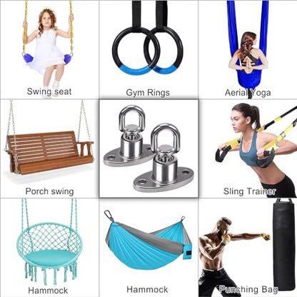 SELEWARE Tire Swing Swivel Hanger, Heavy Duty Swing Hook, 1200 LB Capacity - color: Ball Bearing Swing Hangers, 2 Pack