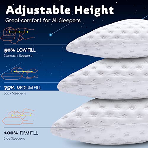 KUCEY Cooling Side Sleeper Pillow for Neck and Shoulder Pain, Luxury Shredded Memory Foam Curved Bed Pillows for Sleeping Set of 1- Adjustable Queen Size- Washable Cover Crescent White - color: Crescent White, size: Queen Size (1 pack)