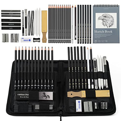 Brusarth Art Supplies Drawing and Sketching for Artists, 42 Pack | Art Sketch Supplies with Sketchbook, Include Graphite Pencil,Charcoal Pencil,Sharpener,Eraser Art Supplies for Artists