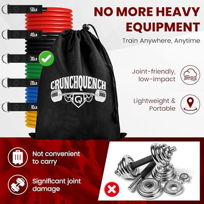 Resistance Bands Set (11-Pack) – Tube Exercise Bands with Handles, Door Anchor & Carry Bag | Home Gym Fitness Equipment for Men & Women | Strength Training, Physical Therapy & Workouts