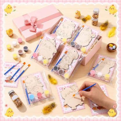 Saypacck 24 Pcs Party Favors Wooden Painting Craft Kits Birthday Party Supplies with Organza Bag for Goodie Bags Fillers Adult Thank You Gifts(Chicken) - style: Chicken