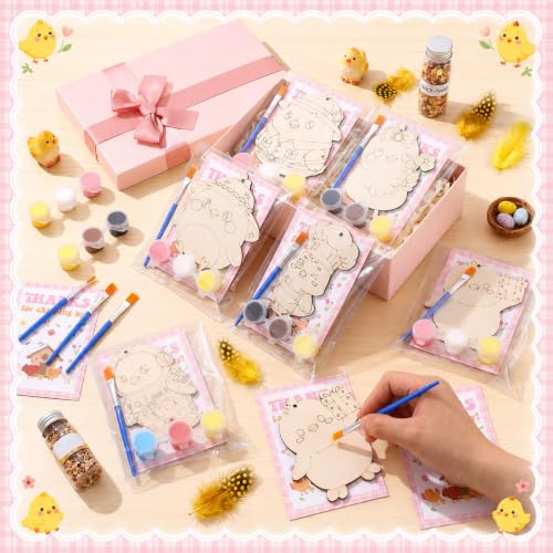 Saypacck 24 Pcs Party Favors Wooden Painting Craft Kits Birthday Party Supplies with Organza Bag for Goodie Bags Fillers Adult Thank You Gifts(Chicken) - style: Chicken