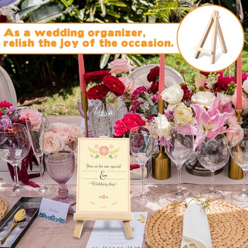 50 Pcs Mini Easels 5 Inch Mini Easel Stand Wooden Easel Art Craft Painting Triangle Stand Canvas Holder Small Easels for Display Card Photos Tabletop Phone Wedding