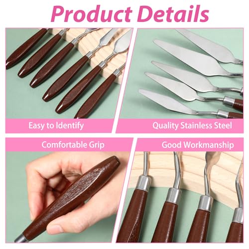 Palette Knife Set, 27Pcs Palette Knives Stainless Steel Art Paint Knife Professional Paint Spatula Painting Knife with Wood Handle for Oil Painting Acrylic Color Mixing and Texturing