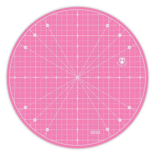 Headley Tools 13"x13" Round Rotating Cutting Mat, Self Healing Mat with 360-Degree Rotation & Anti-Slip Base, Sewing Board Cutting Mat Perfect for Fabric Quilting Leather Hobby Project, Pink - color: Pink, size: 13"L x 13"W