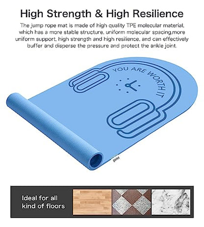 8/20/30mm Jump Rope Mat Fitness Exercise Mat Durable, Non-Slip, Workout Mats with Jump Rope & Carrying Bag for Home Gym Flooring (55"x 24") - color: Lightblue-8mm