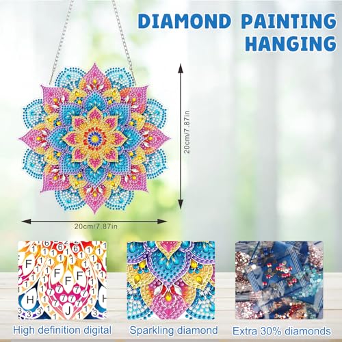 MAXBYE Mandala Diamond Art Kits for Adults Hanging Ornament, DIY Special Crystal Diamond Painting kit, Double Sided Painting Kits for Beginners Gift Wall Home Decoration 8×8 Inch - color: Mandala