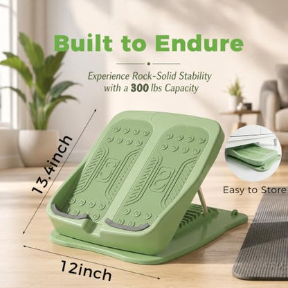 Slant Board for Calf Stretching, 9-Level with 2 Resistance Bands - color: Green
