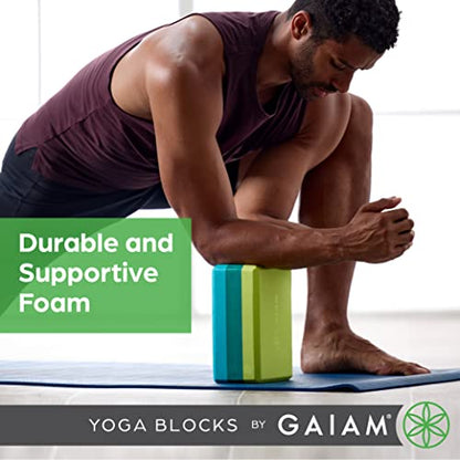 Gaiam Yoga Block - Supportive Latex-Free Eva Foam - Soft Non-Slip Surface with Beveled Edges for Yoga, Pilates, Meditation - color: Tri-Color Skyline, style: 1 Block