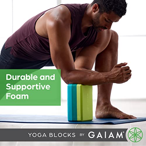 Gaiam Yoga Block - Supportive Latex-Free Eva Foam - Soft Non-Slip Surface with Beveled Edges for Yoga, Pilates, Meditation - color: Tri-Color Teal Tonal, style: 1 Block