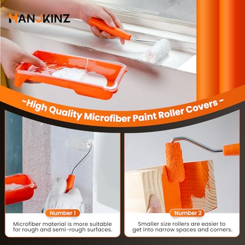 2 Inch Microfiber Paint Roller Kit, 20 Pack | Includes 20 Microfiber Covers with 3/8" Nap, Ideal for Walls, Doors, Cabinets, and Crafts, Mini Size for Touch-Up Work - size: 20 pcs 2" Microfiber Roller Cover