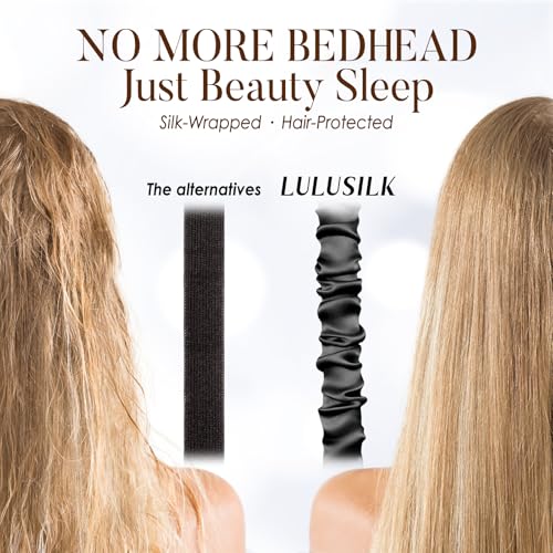LULUSILK Mulberry Silk Sleep Eye Mask Blindfold with Elastic Strap Headband, Soft Eye Cover Eyeshade for Night Sleeping, Travel, Nap(Black), Pack of 1 - color: Black-2