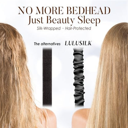 LULUSILK Mulberry Silk Sleep Eye Mask Blindfold with Elastic Strap Headband, Soft Eye Cover Eyeshade for Night Sleeping, Travel, Nap(Black), Pack of 1 - color: Black-2