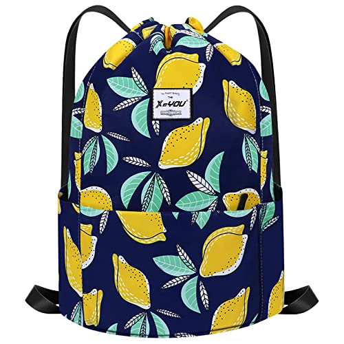 XEYOU Drawstring Backpack Bag Sport Gym Sackpack Beach Cinch Bag | Lightweight Swimming Bag, Water-Resistant Fabric, Travel Daypack for Women and Men - color: Pears Pattern