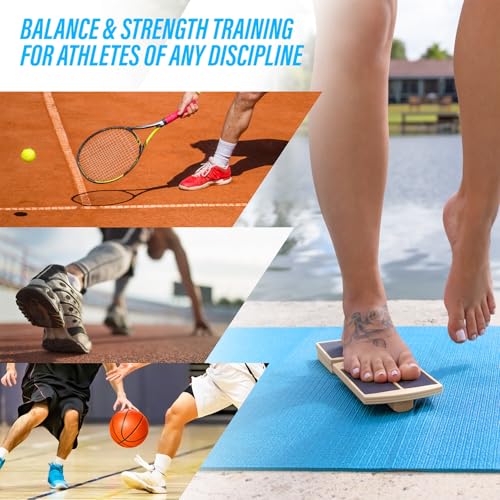 Ankle Balance Board for Ankle Mobility, Single Leg Balance Board, Foot Strengthener, Trainer for Plantar Fasciitis, Sprains, Posture Correction - Toe Spacers & Travel Bag Included