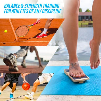 Ankle Balance Board for Ankle Mobility, Single Leg Balance Board, Foot Strengthener, Trainer for Plantar Fasciitis, Sprains, Posture Correction - Toe Spacers & Travel Bag Included