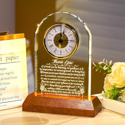 Ornalrist Thank You Gifts for Men Women Crystal Clock Appreciation Keepsake - color: Thank You