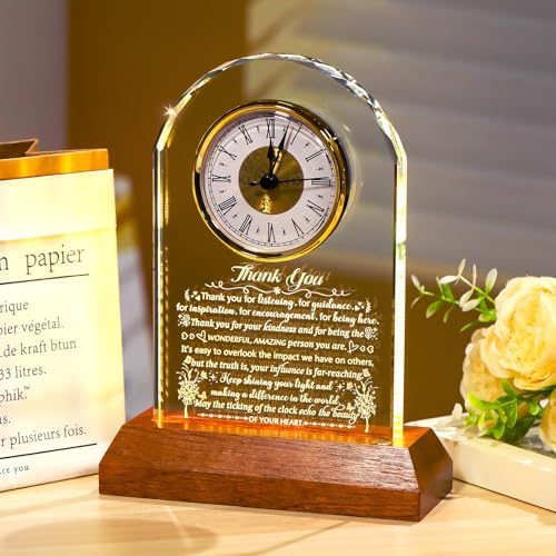 Ornalrist Thank You Gifts for Men Women Crystal Clock Appreciation Keepsake - color: Thank You