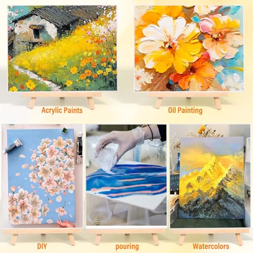 Canvas Painting Party Kit for Adults, 24 Pack 8 x 10 Inch Canvas Boards and Wooden Easels Stands for Group Painting Sip and Paint Night - style: Canvas and Easel 24